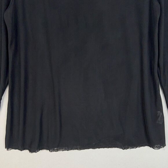 A'nue Ligne Shirt Women Large Black Sheer Mesh Basic Layer Minimal Boho Designer - Picture 3 of 12
